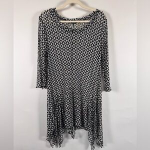 Kaktus Sheer Mesh Tunic Women XL Beachy Coverup Swim Summer Casual Geometric